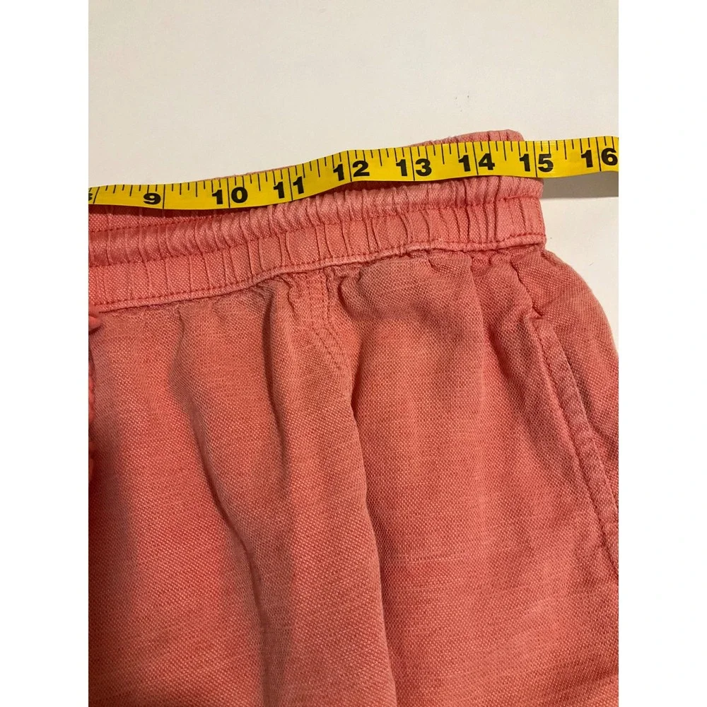 C&C California Linen Blend Shorts Orange Drawstring Elastic Waist Pockets L - Picture 5 of 6